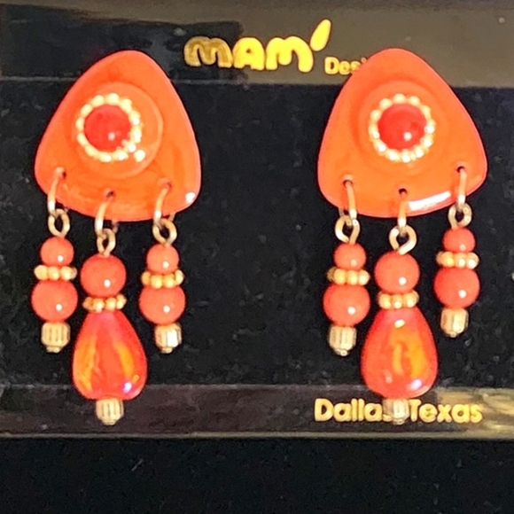 MAM' Jewelry - Mam' Vintage Pierced Orange Dangle Earrings